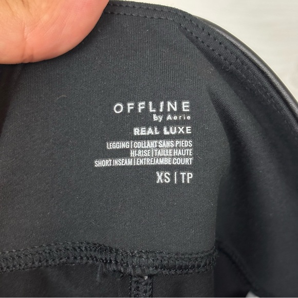OFFLINE By Aerie Real Luxe Faux Leather Leggings Black NWT Size XS Short - Picture 5 of 10